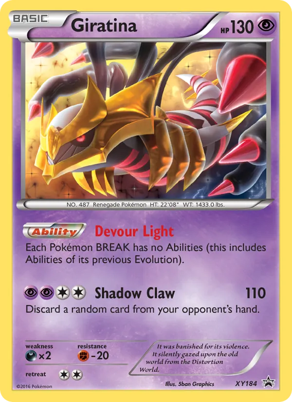 Carta Giratina, número XY184/211 da coleção XY Black Star Promos
