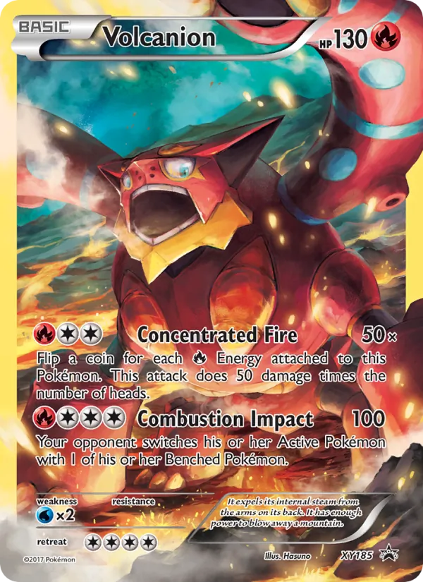 Carta Volcanion, número XY185/211 da coleção XY Black Star Promos