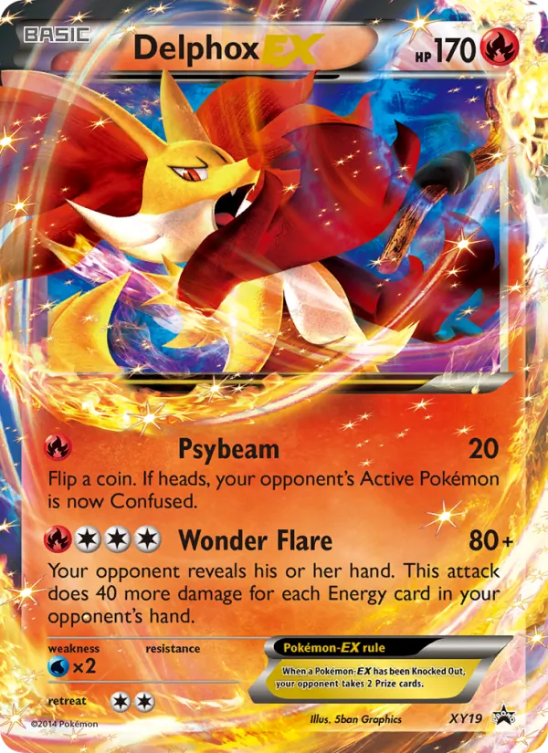 Carta Delphox EX, número XY19/211 da coleção XY Black Star Promos