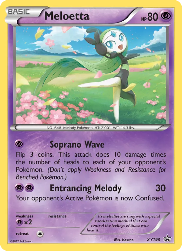 Carta Meloetta, número XY193/211 da coleção XY Black Star Promos