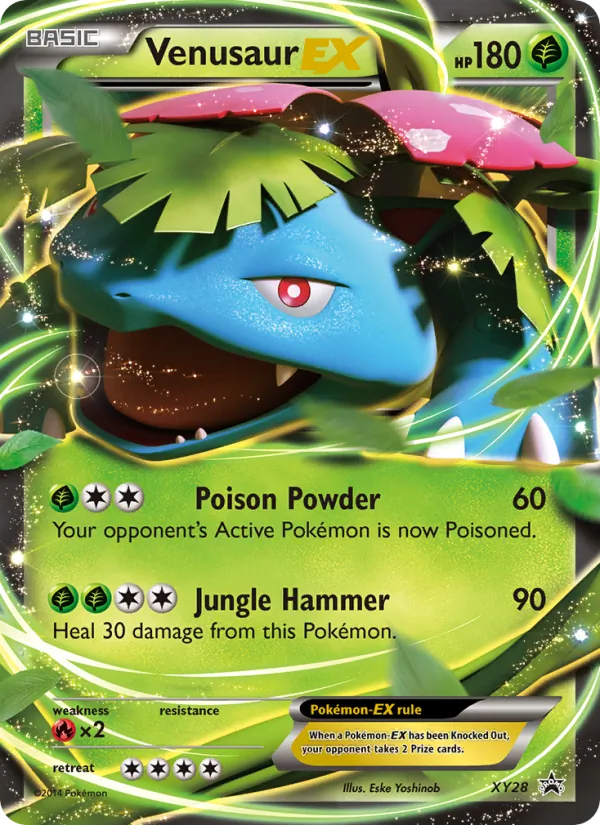 Carta Venusaur EX, número XY28/211 da coleção XY Black Star Promos