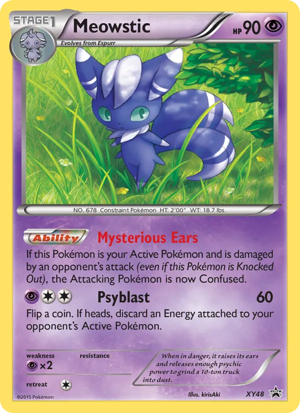 Carta Meowstic, número XY48/211 da coleção XY Black Star Promos