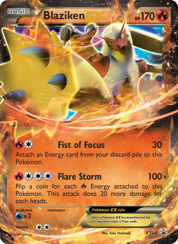 Carta Blaziken EX, número XY54/211 da coleção XY Black Star Promos
