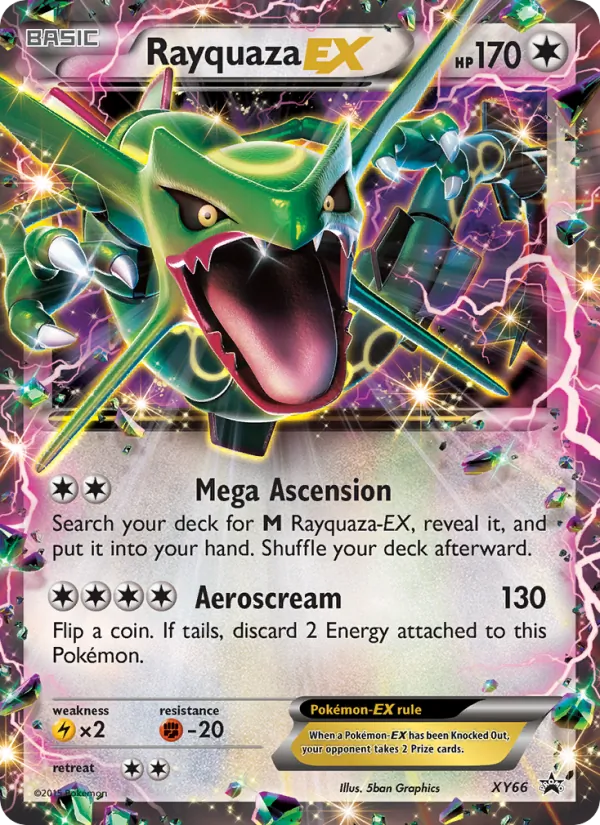 Carta Rayquaza EX, número XY66/211 da coleção XY Black Star Promos