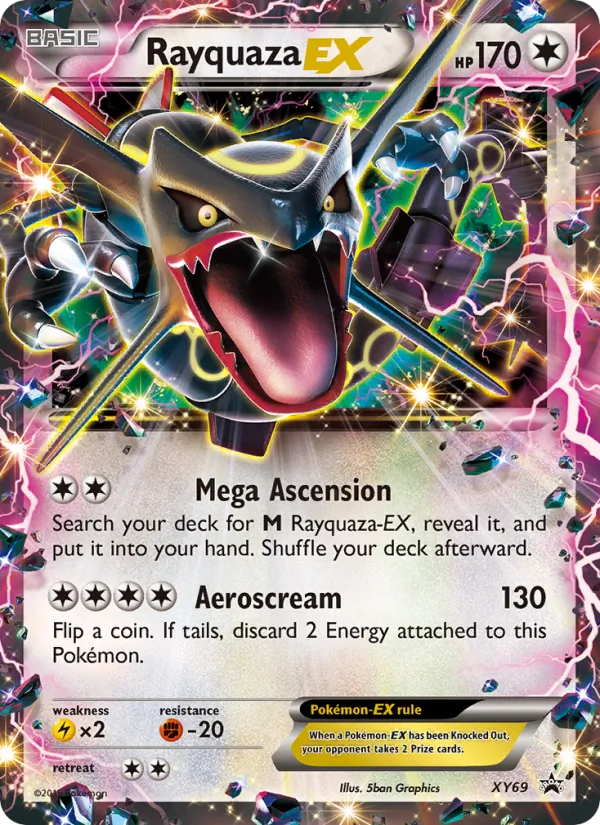Carta Rayquaza EX, número XY69/211 da coleção XY Black Star Promos