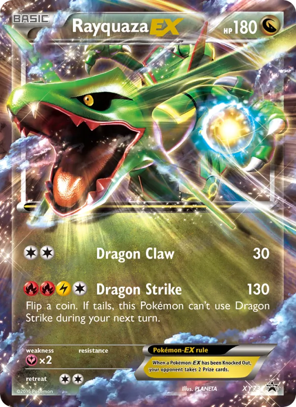 Carta Rayquaza EX, número XY73/211 da coleção XY Black Star Promos