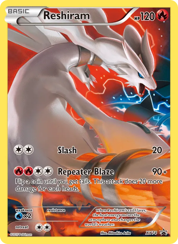 Carta Reshiram, número XY74/211 da coleção XY Black Star Promos