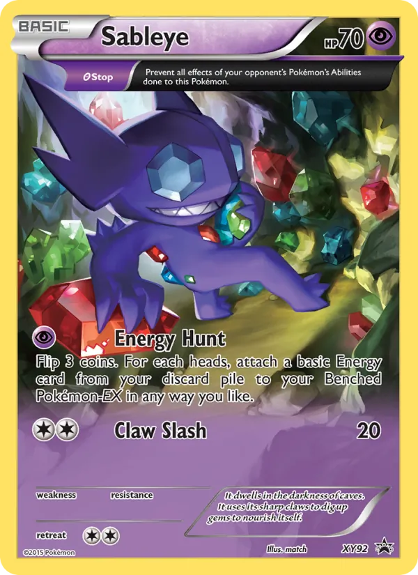 Carta Sableye, número XY92/211 da coleção XY Black Star Promos
