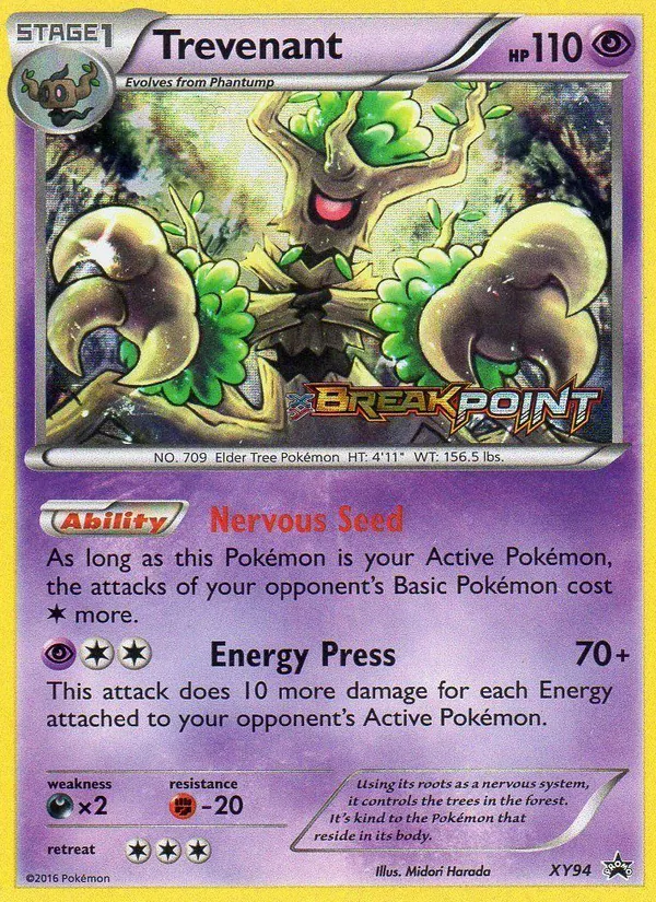 Carta Trevenant, número XY94/211 da coleção XY Black Star Promos