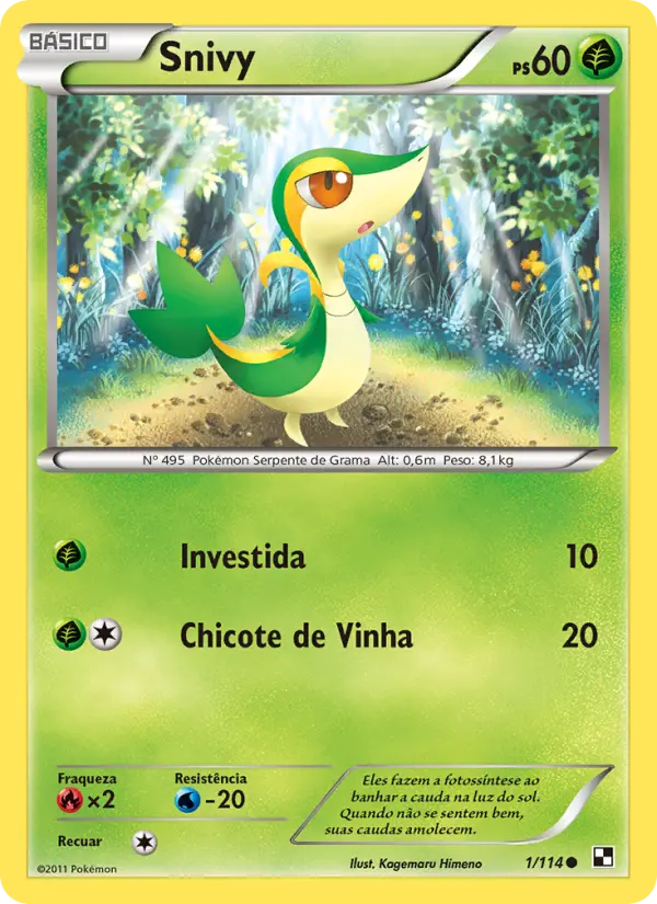 Carta Snivy, número 1/114 da coleção Black & White
