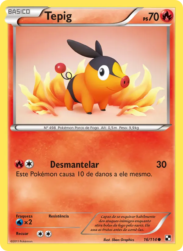 Carta Tepig, número 16/114 da coleção Black & White