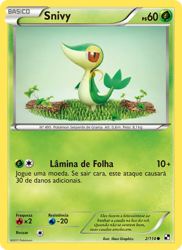 Carta Snivy, número 2/114 da coleção Black & White