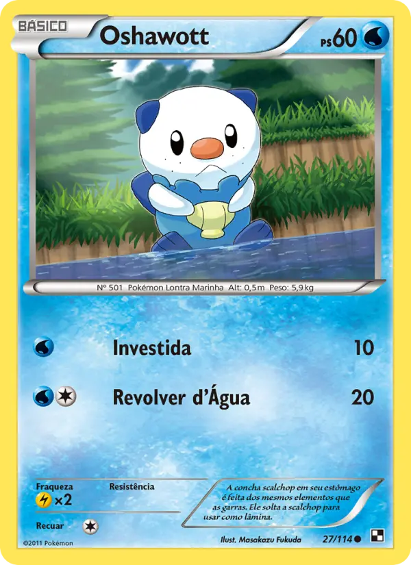 Carta Oshawott, número 27/114 da coleção Black & White