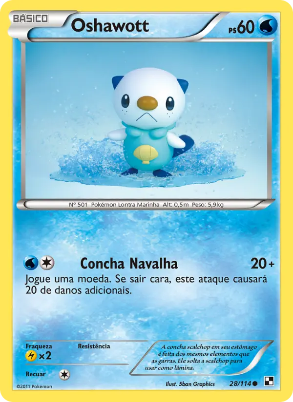 Carta Oshawott, número 28/114 da coleção Black & White