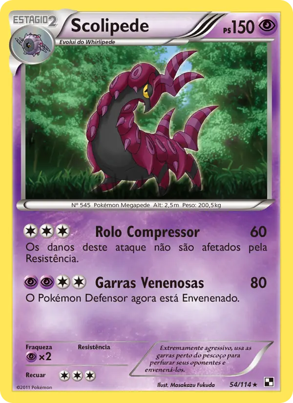 Carta Scolipede, número 54/114 da coleção Black & White
