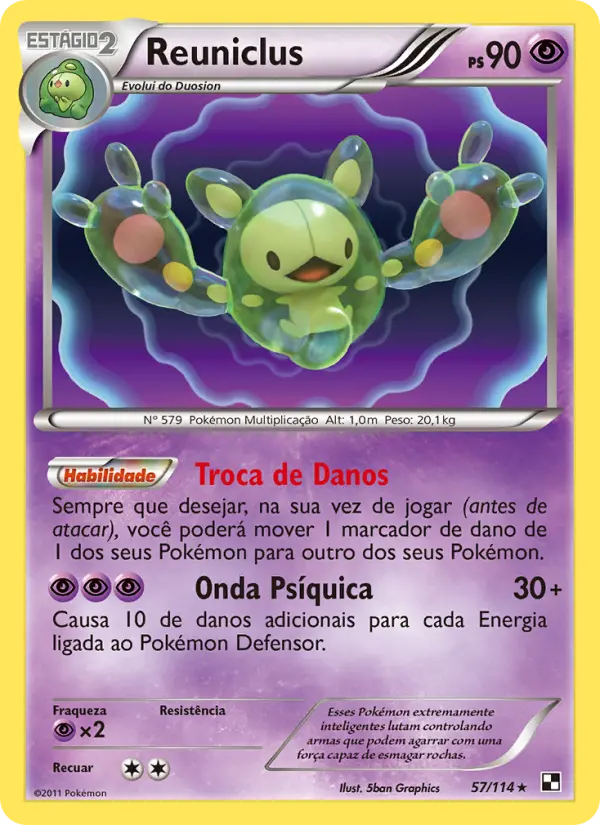 Carta Reuniclus, número 57/114 da coleção Black & White