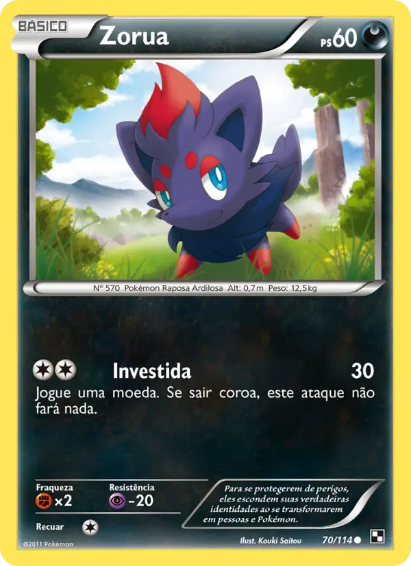 Carta Zorua, número 70/114 da coleção Black & White