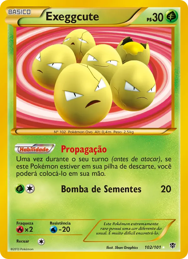 Carta Exeggcute, número 102/101 da coleção Explosão de Plasma