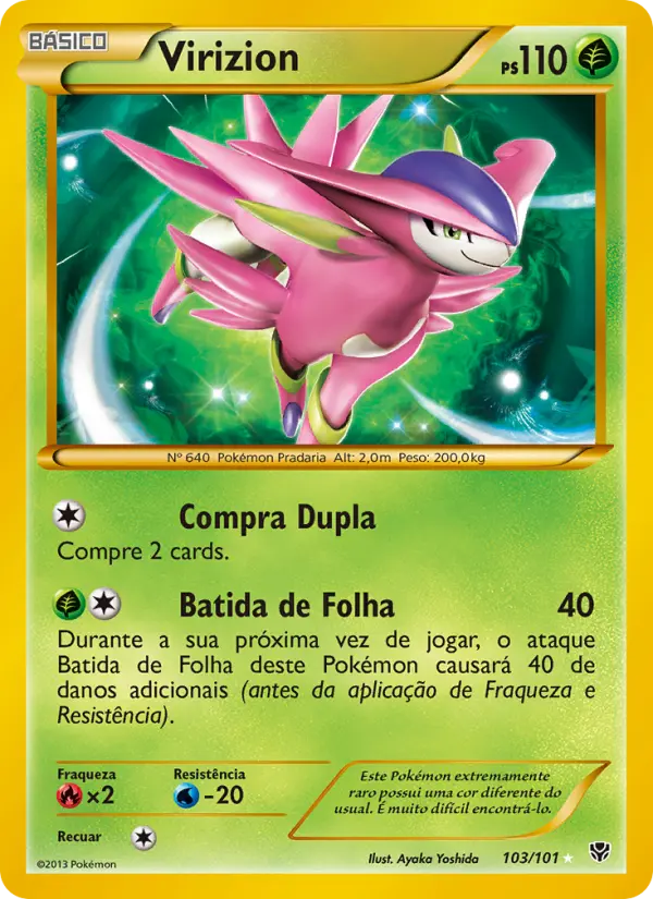 Carta Virizion, número 103/101 da coleção Explosão de Plasma