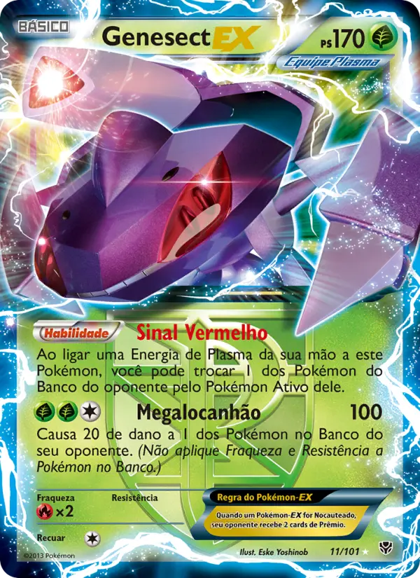 Carta Genesect-EX, número 11/101 da coleção Explosão de Plasma