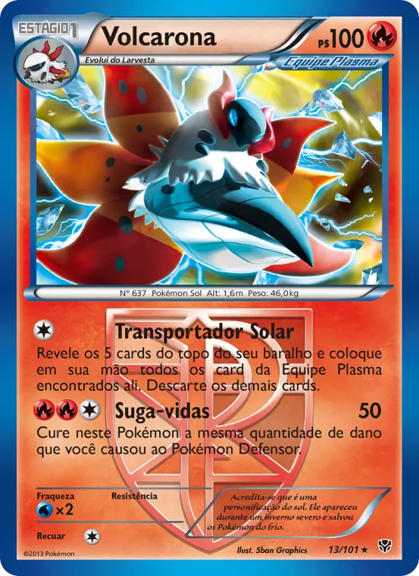 Carta Volcarona, número 13/101 da coleção Explosão de Plasma