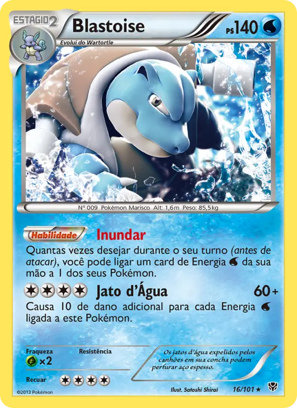 Carta Blastoise, número 16/101 da coleção Explosão de Plasma