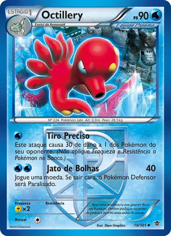 Carta Octillery, número 19/101 da coleção Explosão de Plasma