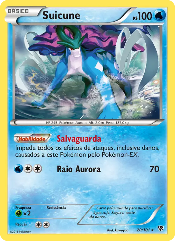Carta Suicune, número 20/101 da coleção Explosão de Plasma