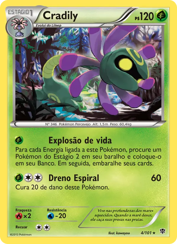 Carta Cradily, número 4/101 da coleção Explosão de Plasma
