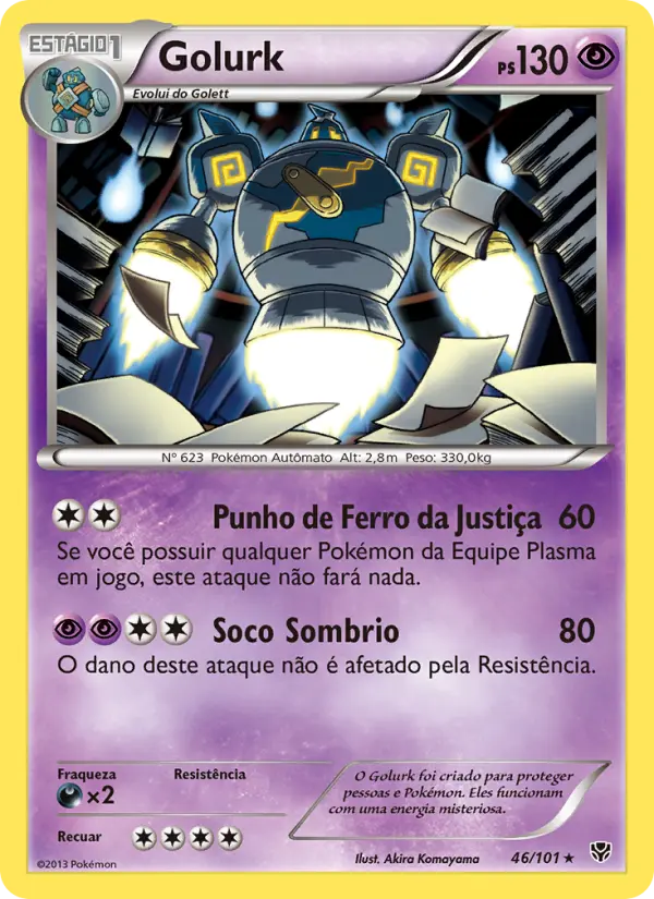 Carta Golurk, número 46/101 da coleção Explosão de Plasma