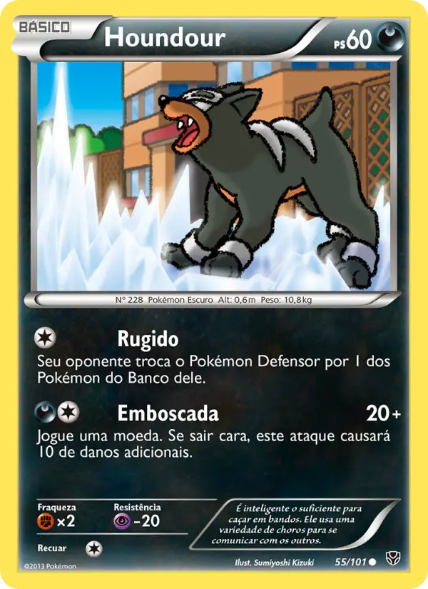 Carta Houndour, número 55/101 da coleção Explosão de Plasma
