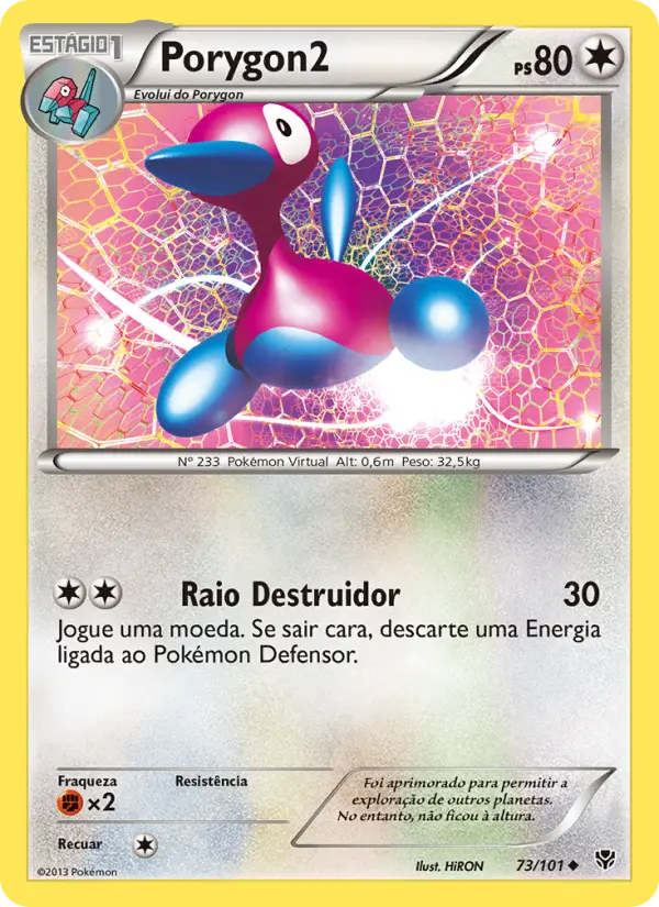 Carta Porygon2, número 73/101 da coleção Explosão de Plasma