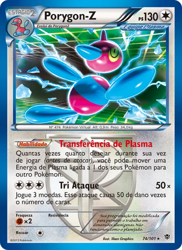 Carta Porygon-Z, número 74/101 da coleção Explosão de Plasma