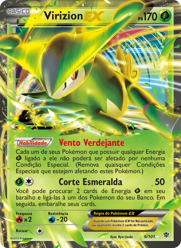 Carta Virizion-EX, número 9/101 da coleção Explosão de Plasma