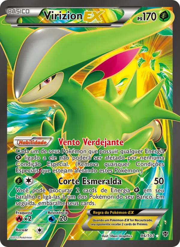 Carta Virizion-EX, número 96/101 da coleção Explosão de Plasma