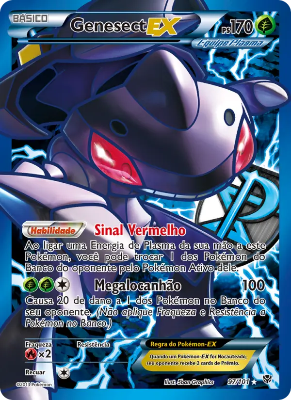 Carta Genesect-EX, número 97/101 da coleção Explosão de Plasma