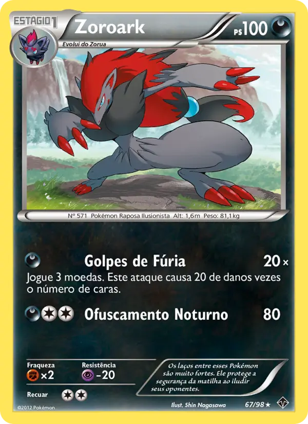 Carta Zoroark, número 67/98 da coleção Poderes Emergentes