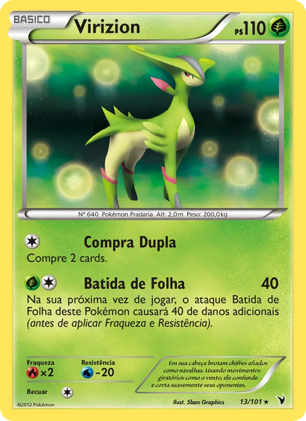 Carta Virizion, número 13/101 da coleção Vitórias Nobres