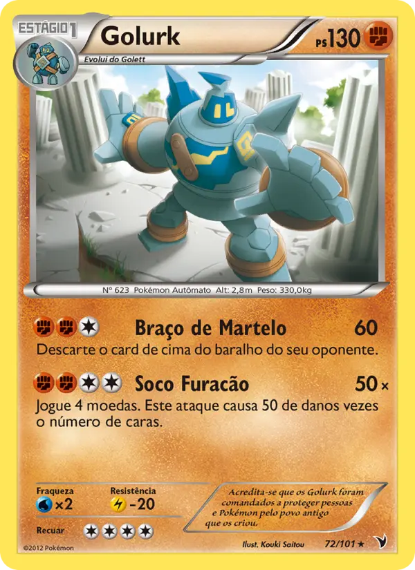 Carta Golurk, número 72/101 da coleção Vitórias Nobres