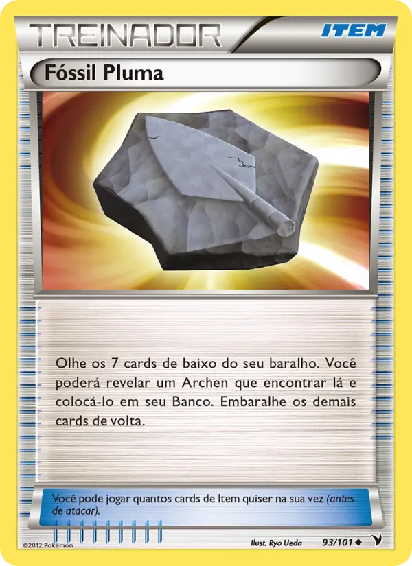 Carta Fóssil Pluma, número 93/101 da coleção Vitórias Nobres