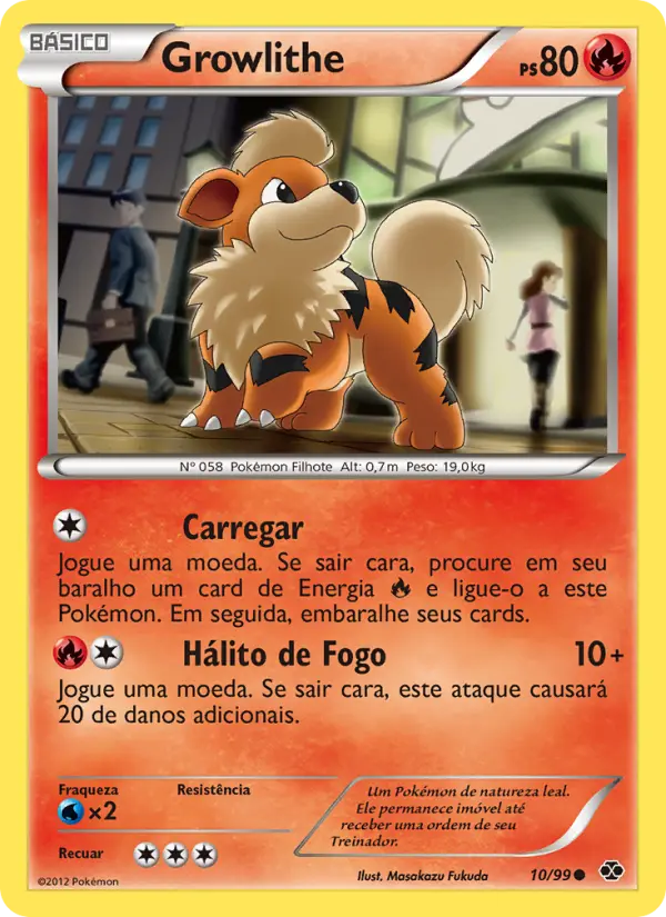 Carta Growlithe, número 10/99 da coleção Próximos Destinos