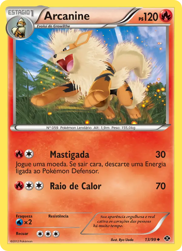 Carta Arcanine, número 13/99 da coleção Próximos Destinos