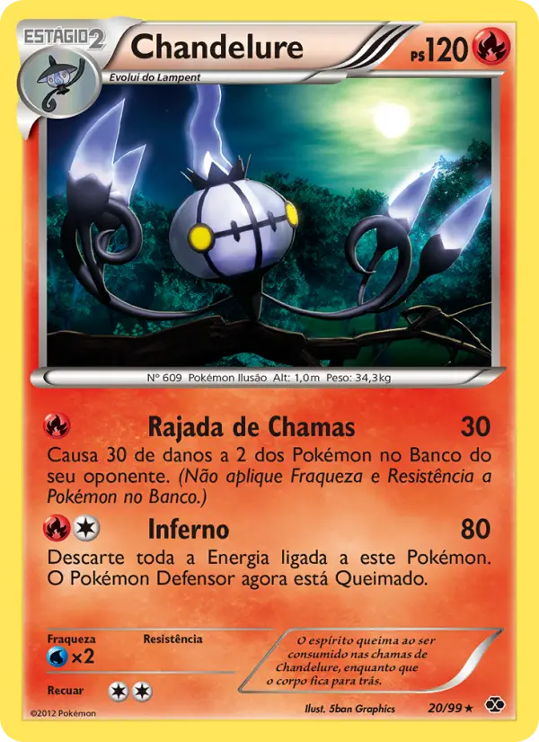 Carta Chandelure, número 20/99 da coleção Próximos Destinos