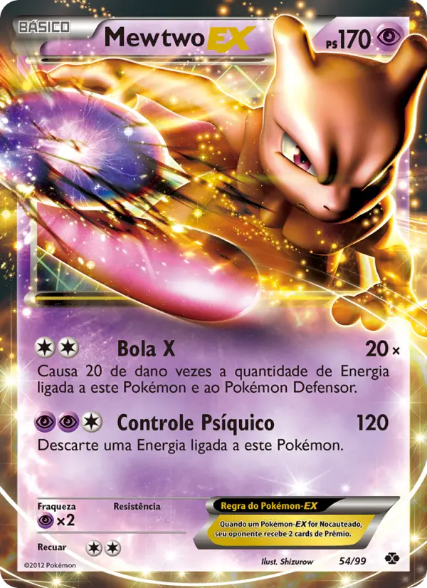 Carta Mewtwo-EX, número 54/99 da coleção Próximos Destinos