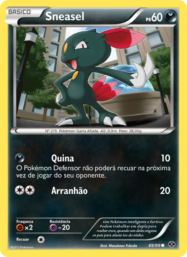 Carta Sneasel, número 69/99 da coleção Próximos Destinos
