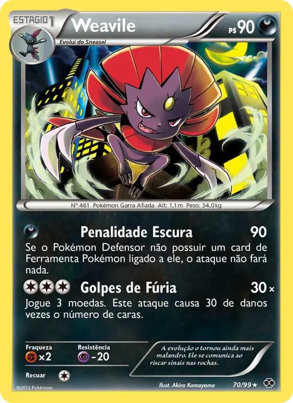 Carta Weavile, número 70/99 da coleção Próximos Destinos