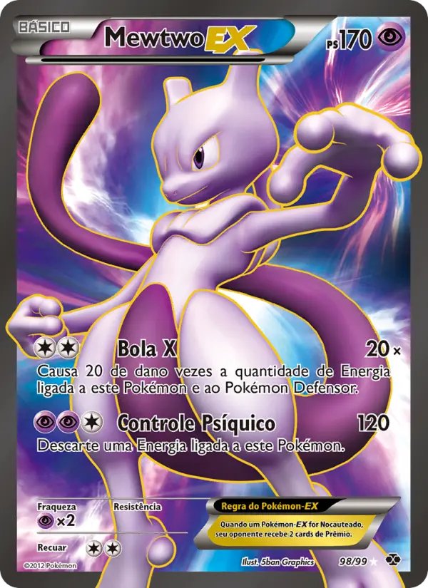 Carta Mewtwo-EX, número 98/99 da coleção Próximos Destinos