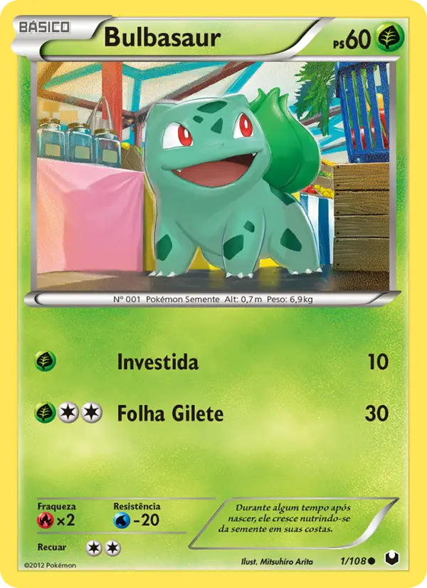 Carta Bulbasaur, número 1/108 da coleção Exploradores da Escuridão