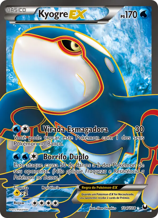Carta Kyogre-EX, número 104/108 da coleção Exploradores da Escuridão