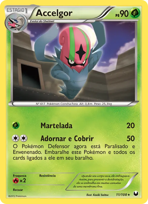 Carta Accelgor, número 11/108 da coleção Exploradores da Escuridão